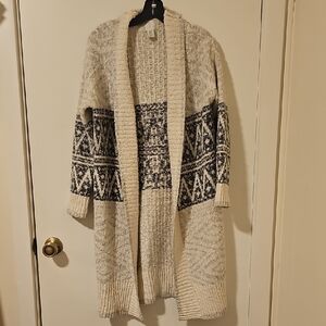 Joie White, Gray and Black Long Knit Cardigan